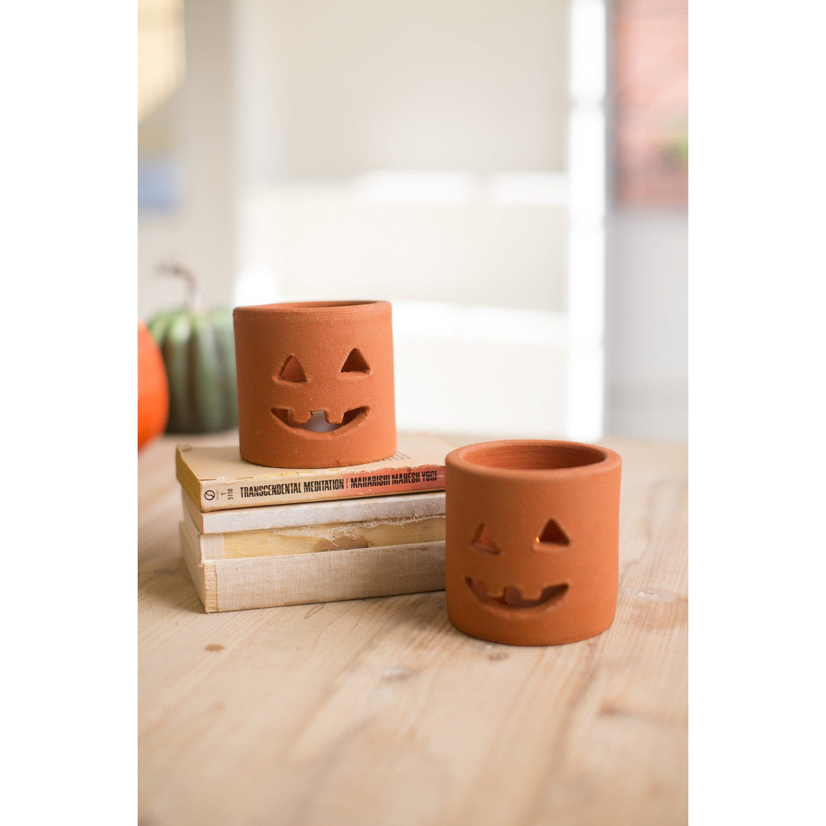 Short Terracotta Jack-O-Lantern