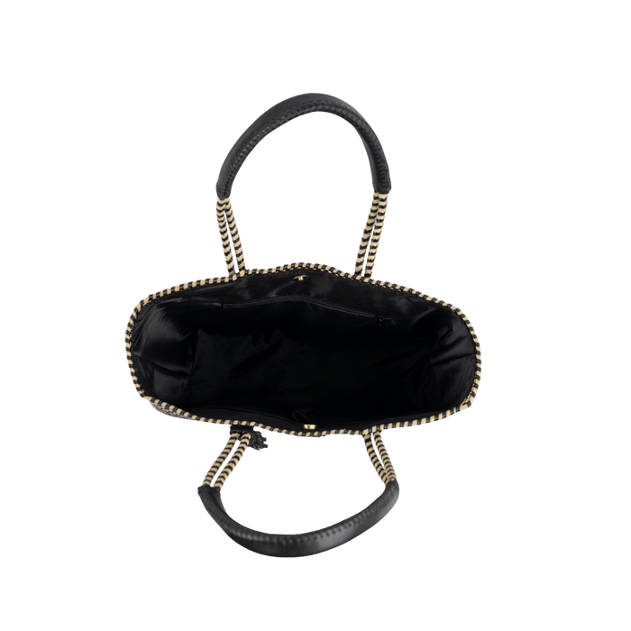 Shoulder Tote Diamond Black Beige