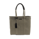 Shoulder Tote Diamond Black Beige