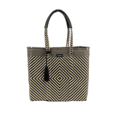 Shoulder Tote Diamond Black Beige