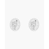 Silver CZ Miraculous Medal Earrings - 52168