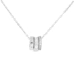 Silver CZ Triple Ring Necklace - 51356