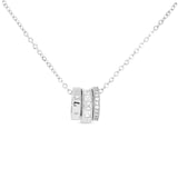 Silver CZ Triple Ring Necklace - 51356