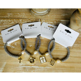 Silver Cross Bracelet with Pearl