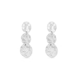 Silver Polished Hammered Triple Disc Drop Earring - 52247