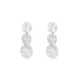 Silver Polished Hammered Triple Disc Drop Earring - 52247