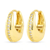Single Row CZ Hoop Earring – Gold - 50931