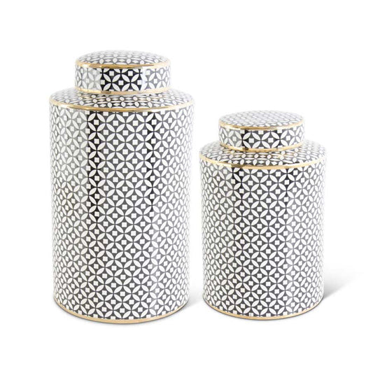 Small Black & White Diamond Patterned Jar