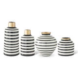 Large Black & White Stripe Ceramic Vase 8"