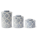 Small Blue & White Quatrefoil Pattern Container