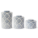 Small Blue & White Quatrefoil Pattern Container