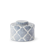 Small Blue & White Quatrefoil Pattern Container