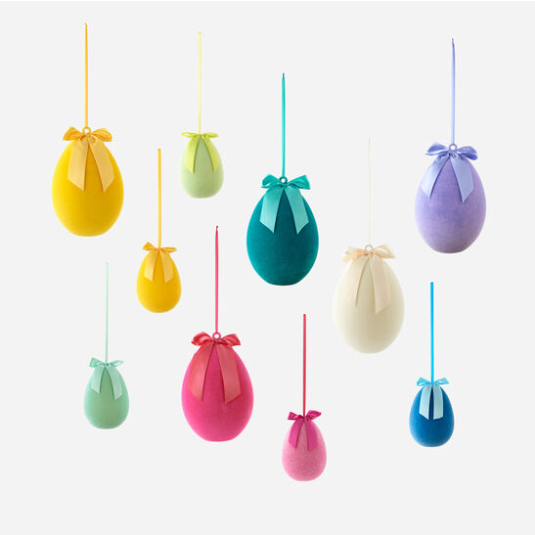 Small Flocked Hanging Egg