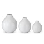 Small Glossy White Ceramic Grid Vase 7.5"