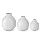 Small Glossy White Ceramic Grid Vase 7.5"