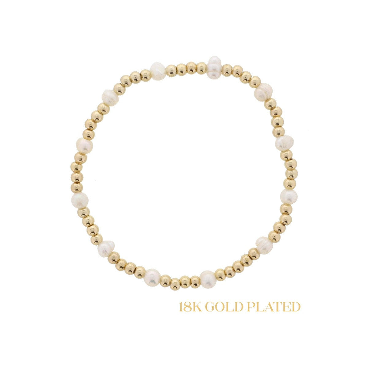 Small Gold Ball Beaded Bracelet W/ Pearls