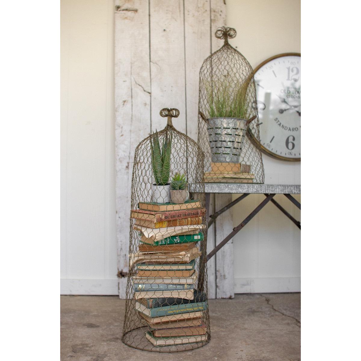 Small Gold Wire Cloche Topiary