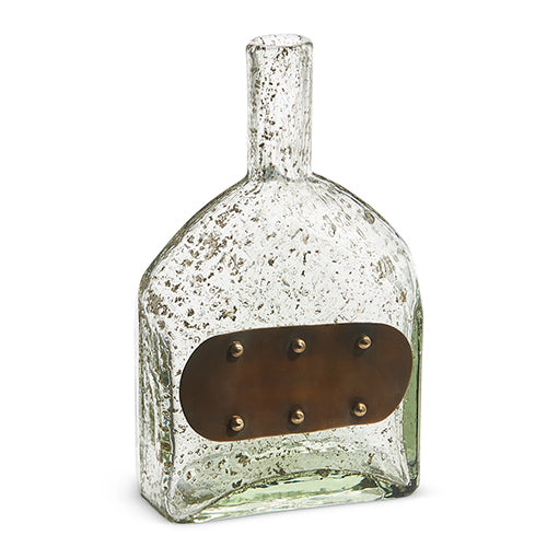Small Vintage Bottle with Metal Plate Tag