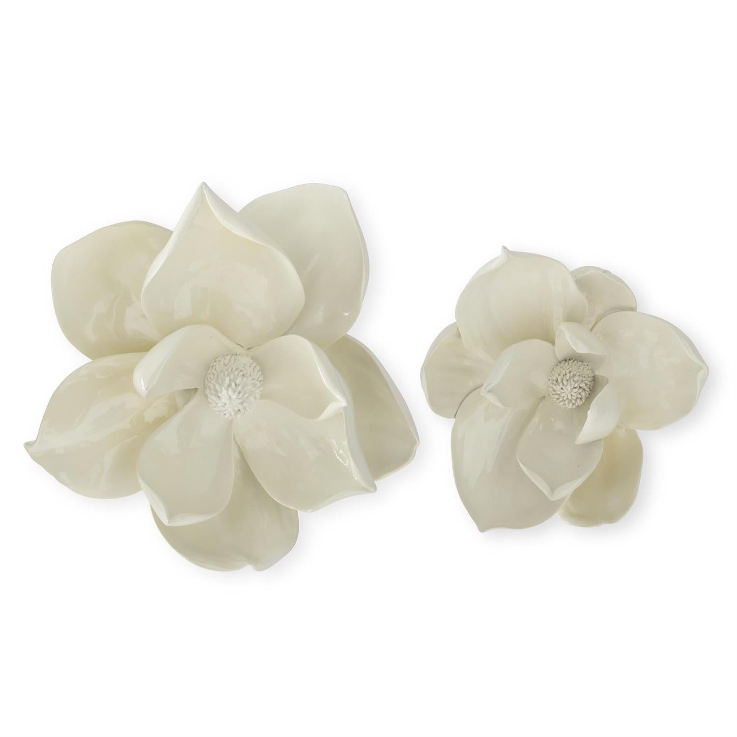 Large White Resin Wall Hanging Magnolia Bloom 11.25"