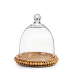 Small Wood Beaded Tray w/ Cloche