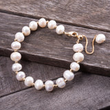 Spaced Pearl Adjustable Bracelet - Gold