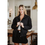 Sporty Diamond Quilted Jacket - Black