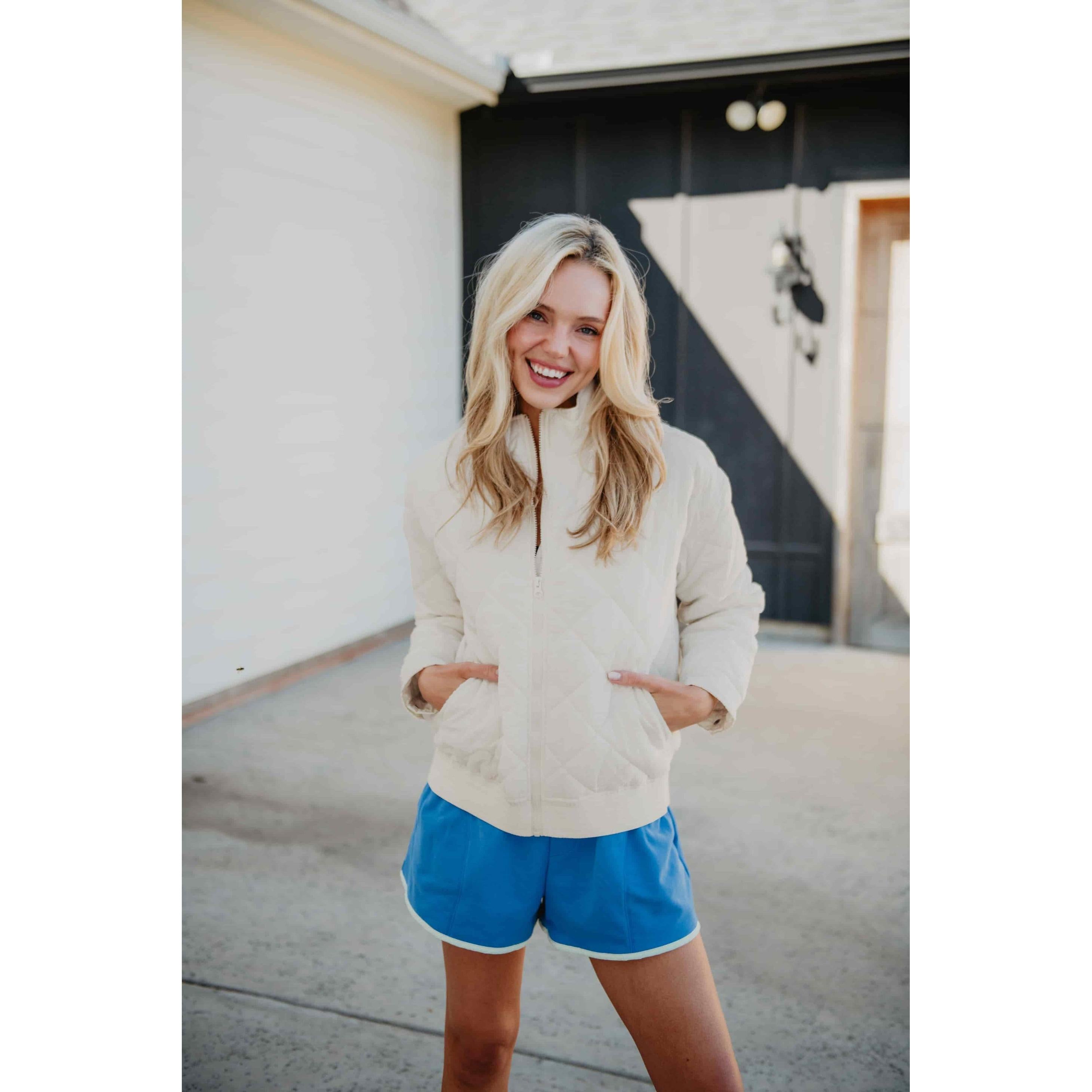 Sporty Diamond Quilted Jacket - Off White
