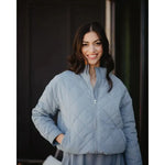 Sporty Diamond Quilted Jacket - Steel Blue