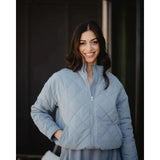 Sporty Diamond Quilted Jacket - Steel Blue
