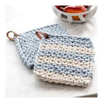 Square Cotton Crochet Pot Holder - Baby Blue