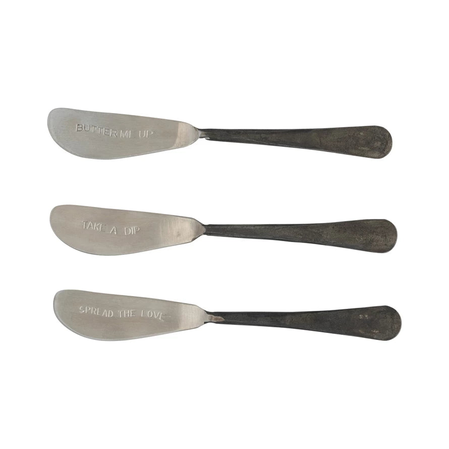 Stainless Steel Butter Knife with Black Handles