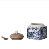 Stoneware Canister w Wood Lid & Spoon