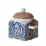 Stoneware Canister w Wood Lid & Spoon