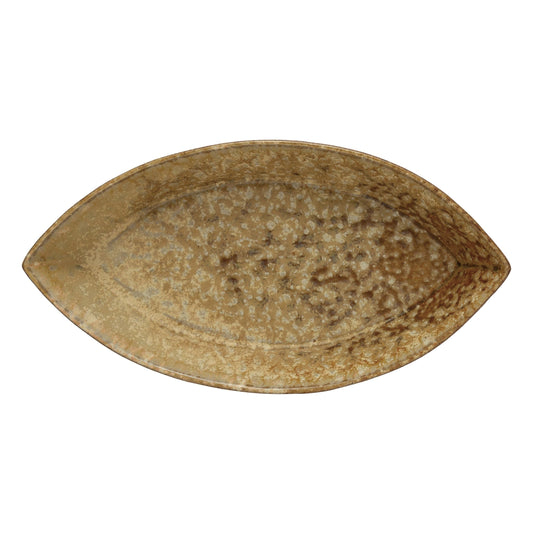 Stoneware Leaf Plate with Reactive Glaze