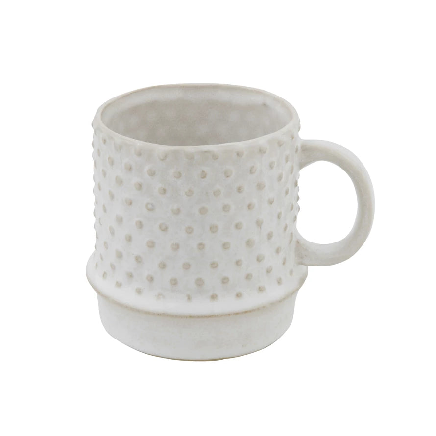 Stoneware Mug with Hobnail Pattern