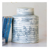 Stoneware Striped Ginger Jar