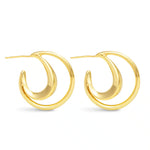 Summer Polished Double Hoop Gold Earrings - 50565