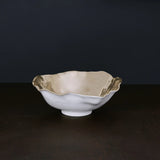 THANNI Maia Large Oval Bowl - White + Gold