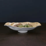 THANNI Maia Medium Long Oval Bowl - White + Gold