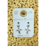 Tapered Cross Earring Charms - Silver