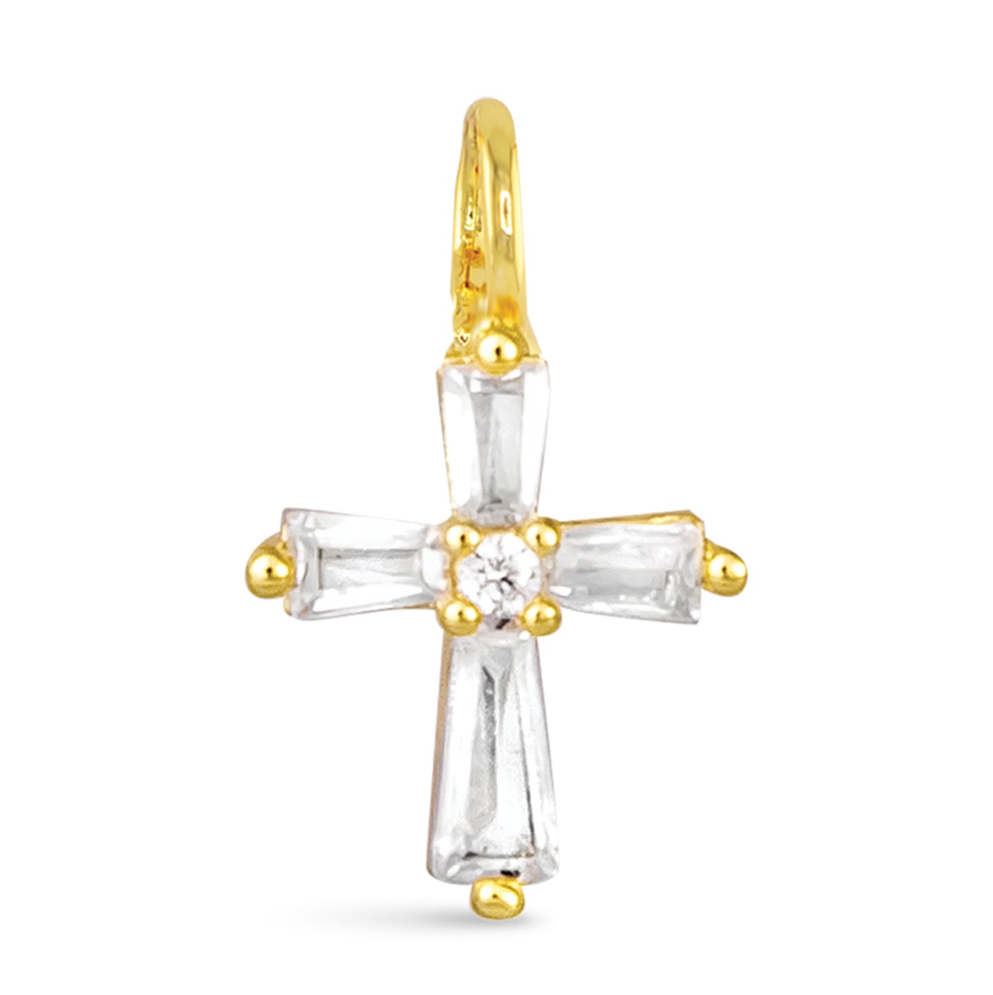 Tapered Cross Necklace Charm - Gold