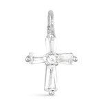 Tapered Cross Necklace Charm - Silver