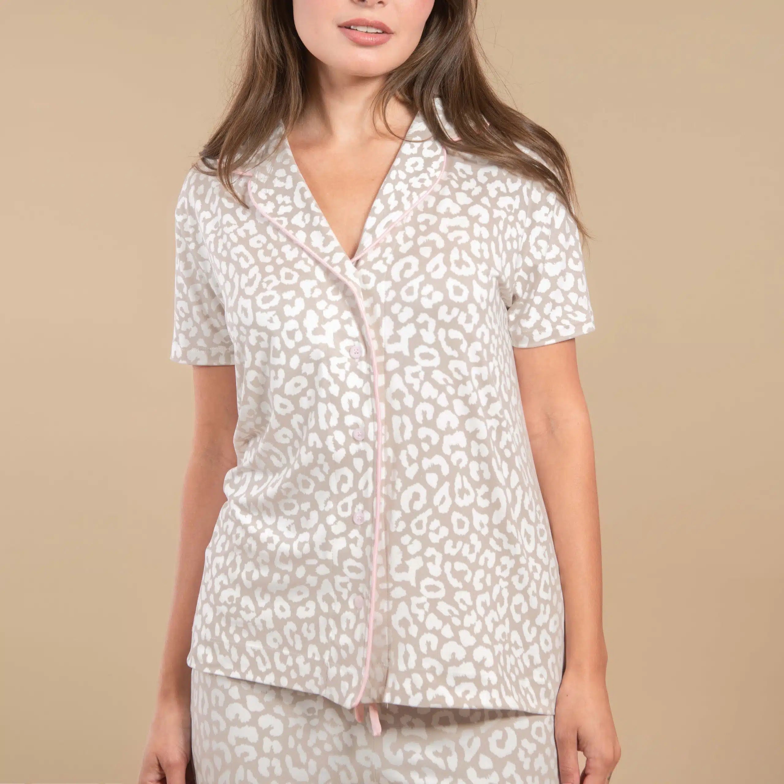 Taupe Leopard Shorts Set