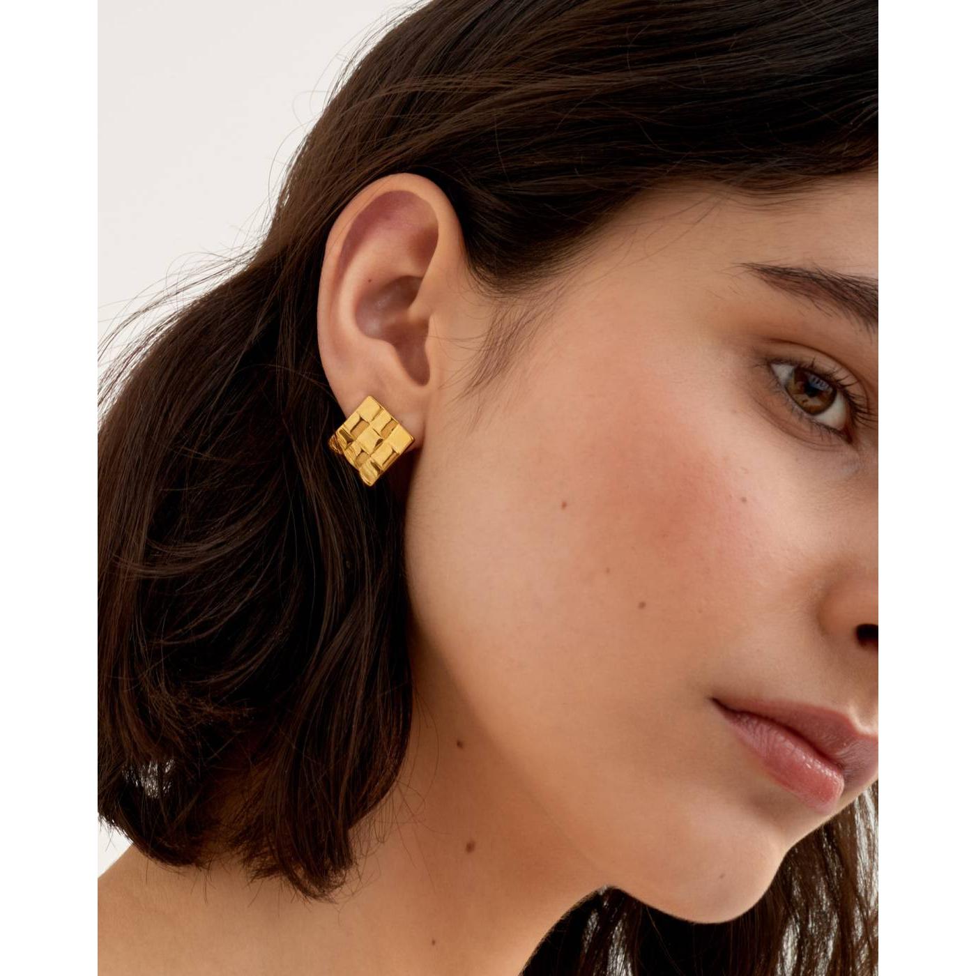 Taya Woven Oversized Stud Earrings | Gold Coated