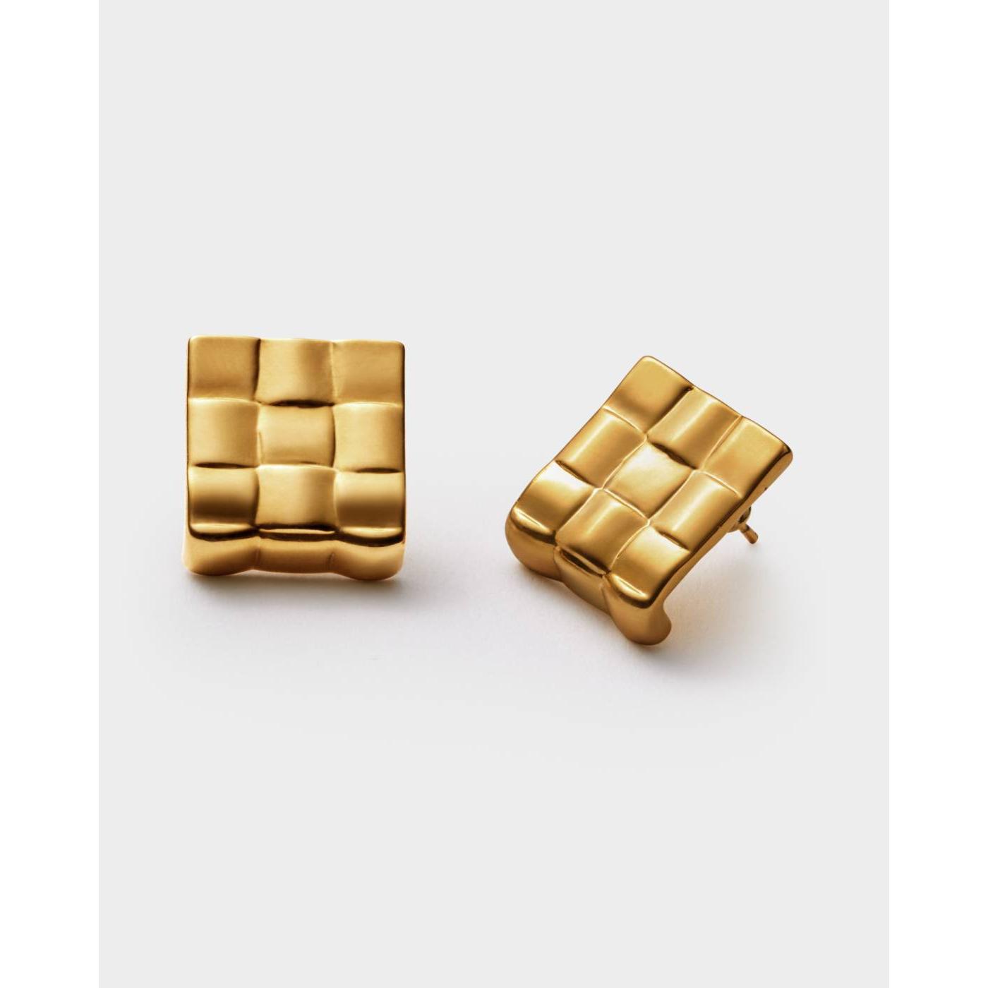 Taya Woven Oversized Stud Earrings | Gold Coated