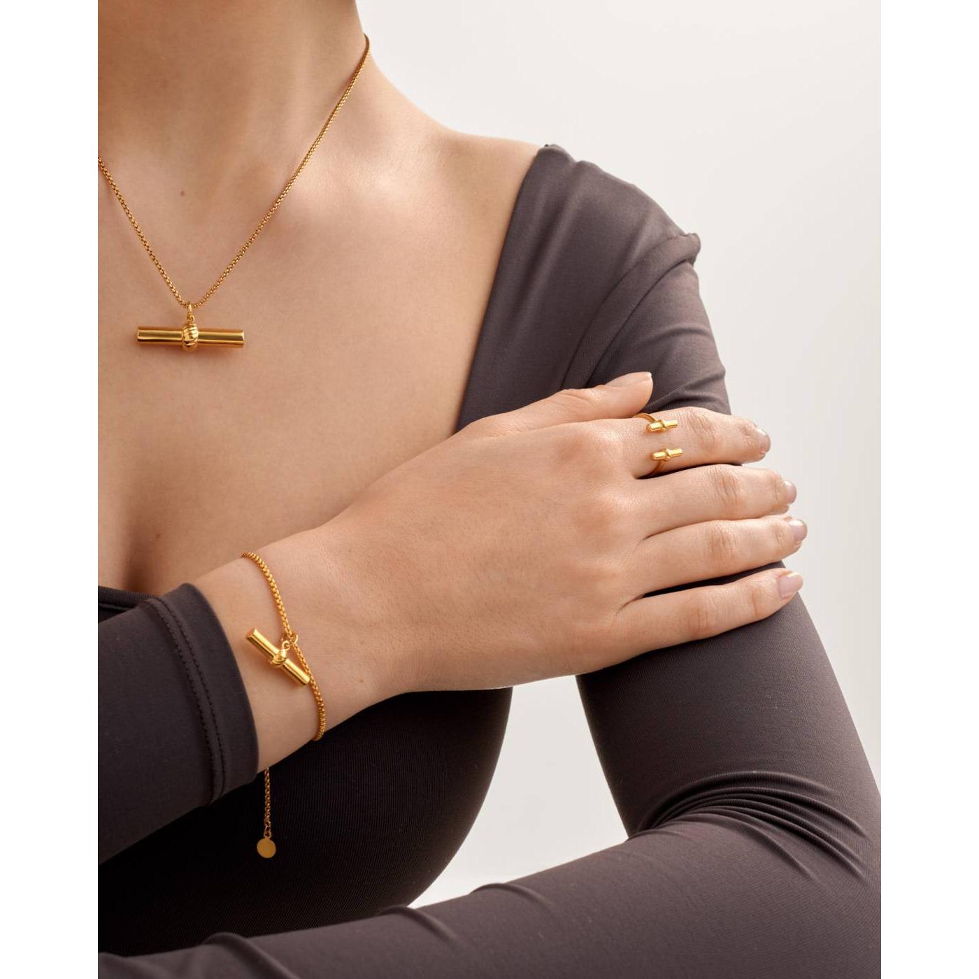 Themis T-Bar Bracelet | Gold Coated