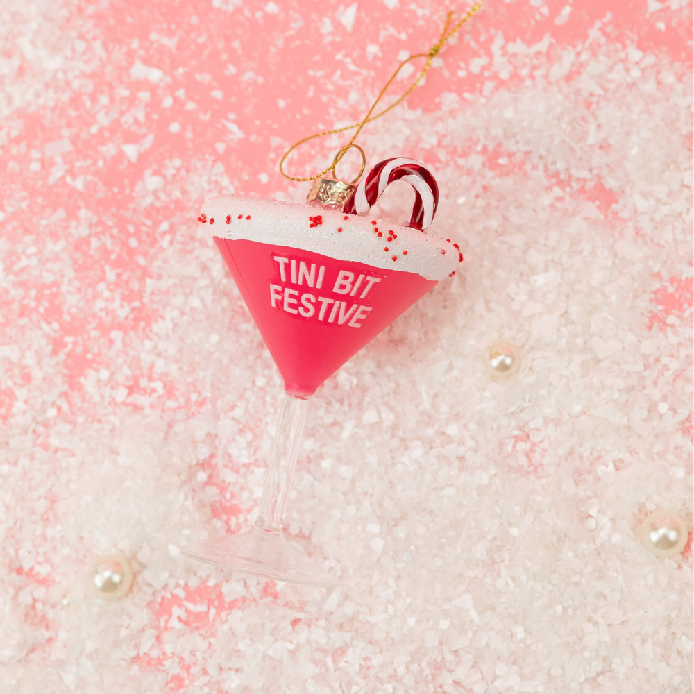 Tini Bit Festive - Holiday Martini - Glass Blown Holiday Ornament