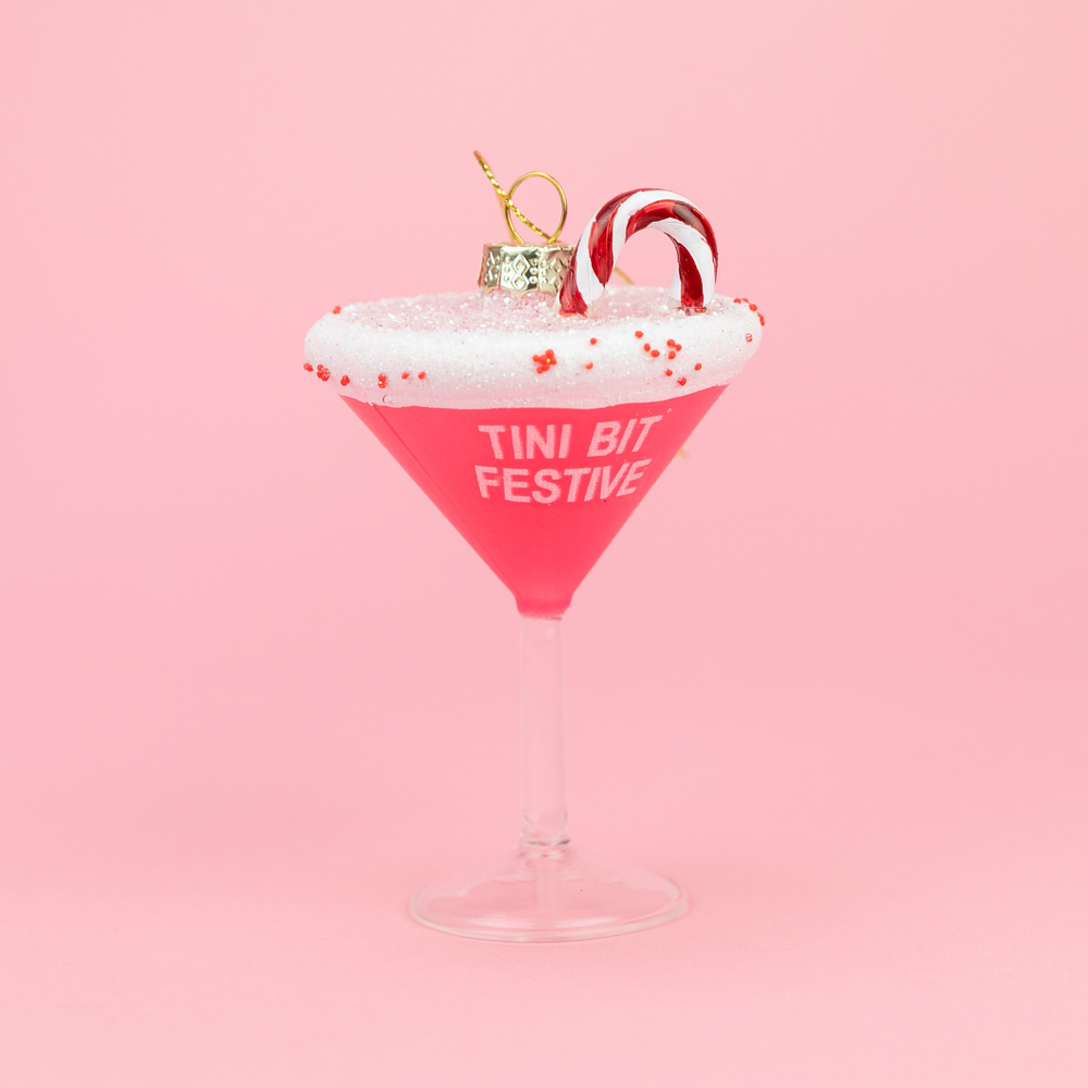 Tini Bit Festive - Holiday Martini - Glass Blown Holiday Ornament