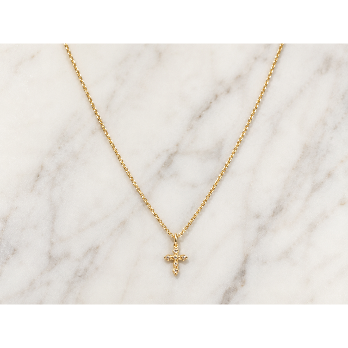 Tiny Bling Point Cross Necklace
