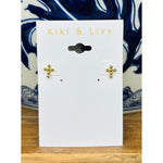 Tiny Gold Bead Cross Studs